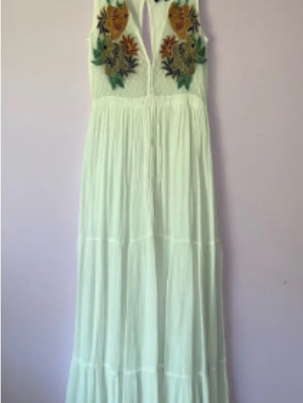 Mint Green Embroidered Maxi Dress - Floral Appliqué